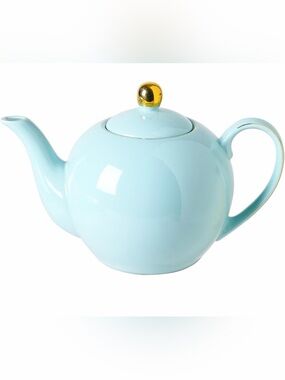 Blue Porcelain Teapot with Gold Trim Loose Leaf Tea 30 Oz Pot